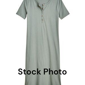 EUC Heathered Gray Midi Tshirt Henley dress button neck cotton comfy XS J CREW